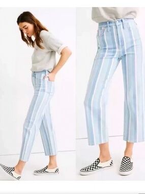 Madewell Slim Wide-Leg Jeans in Dion Stripe Style AJ212 Size 29 Comfort Stretch